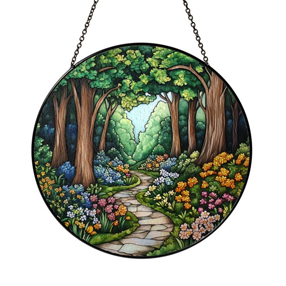 Decorative Forest Path Glass Style Window Art1701