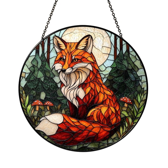 Decorative Fox Stained Glass Suncatcher – Rustic Window Art1701