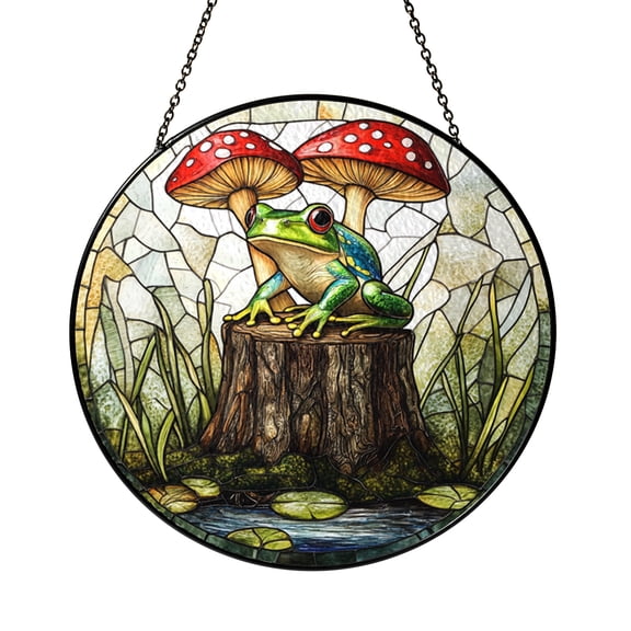 Decorative Frog Window Hanging – Stained Glass Style Woodland Decor