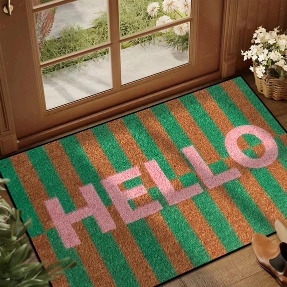 Decorative Front Door Mat with Water Resistant Polyester Material, Easy Clean Floor Rug for High Traffic Areas, Multi-Purpose Absorbent Foot Mat for Entryway Bathroom Kitchen and Laundry Room