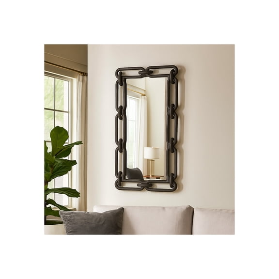 Decorative Full Length Mirror for Bedroom and Living Room Decor - Modern Rectangular Standing Mirror for Hallway, Entryway, and Bathroom - Stylish Wall Mirrors for Dorm Rooms - 48", Black