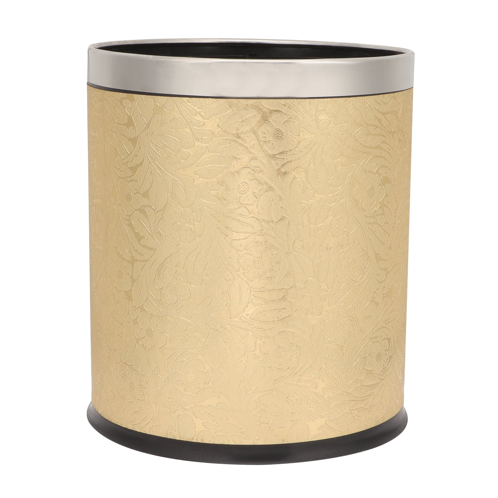 NUOLUX Can Trash Garbage Bin Waste Basket Bathroom Kitchen Round Wastebasket Rubbish Office Gold Container Plastic Small