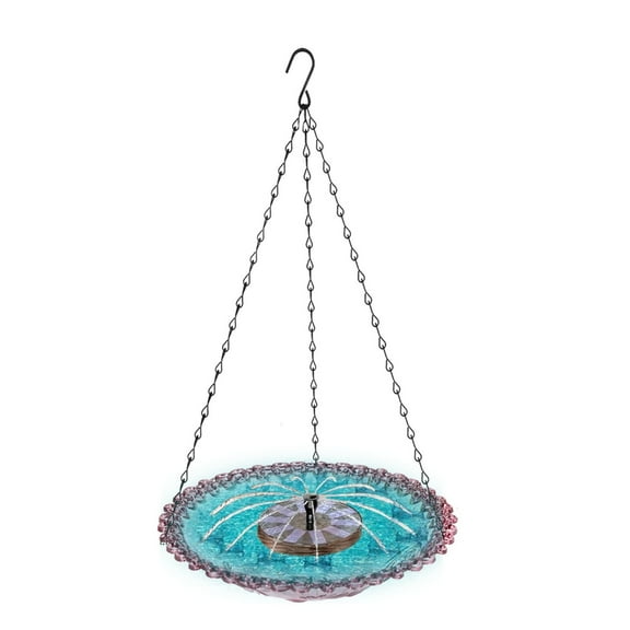 Decorative Garden Bird Bath With Built In Fountain Hanging Feeder For Wild Birds Squirrels Weather Resistant Design