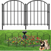 Decorative Garden Fence , 10 Pack Rustproof Metal No Dig Fence Animal Barrier for Dog, Arched Flower Bed Edging Ornament
