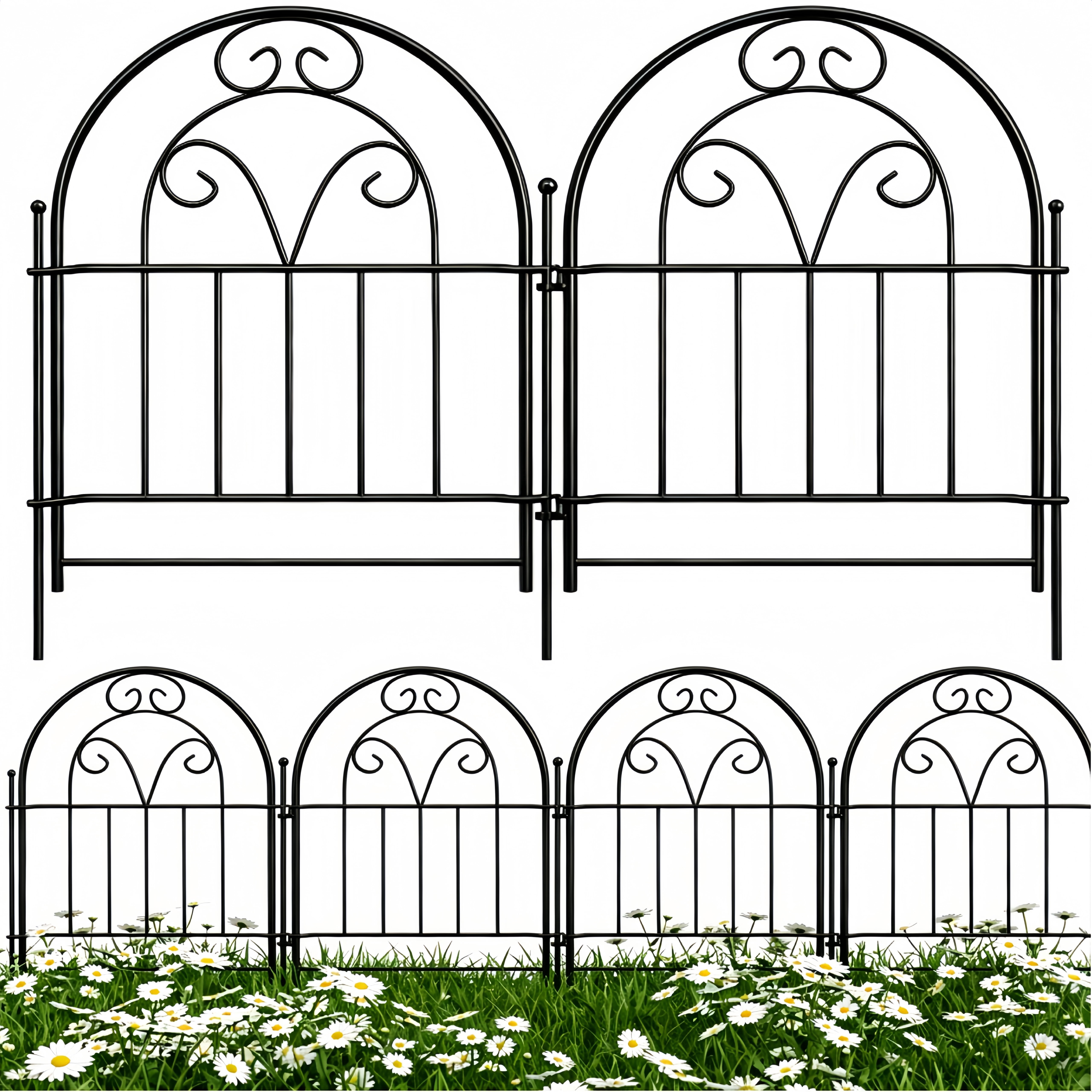 Decorative Garden Fence , 10 Pack Rustproof Metal No Dig Fence Animal Barrier for Dog, Arched Flower Bed Edging Ornamental Wire Border Panel Fencing for Yard Patio Outdoor Decor