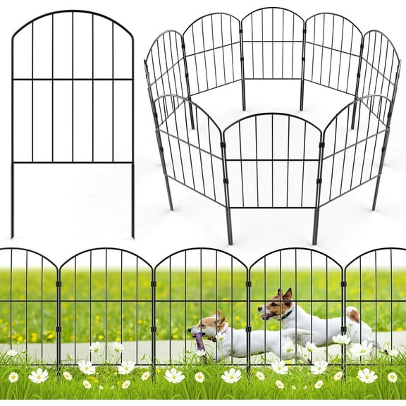 Decorative Garden Fence 10 Panels, Total 10.5ft (L) x 24in (H) Rustproof Metal Wire Fencing Border Animal Barrier, Flower Edging for Landscape Patio Yard Outdoor Decor, Arched