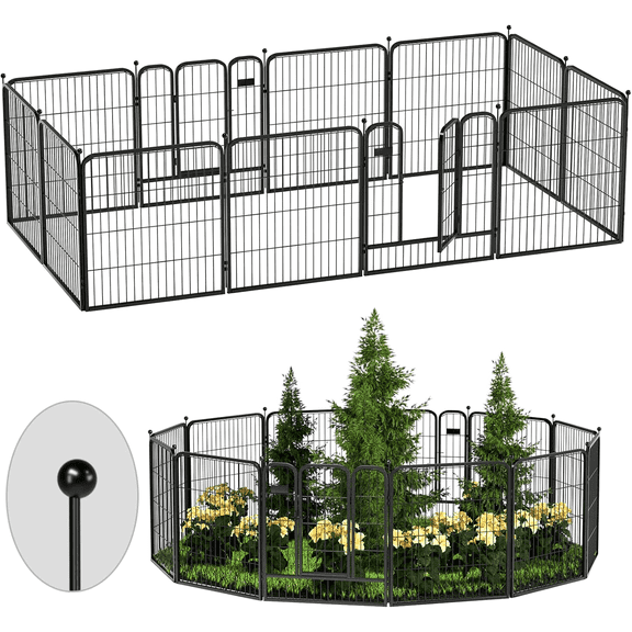 Decorative Garden Fence 12 Pack for Dogs 32in (H) x 28ft (L) with Lock,Metal Wire Fencing Border Animal Barrier,Flower Bed Border for Landscape Patio Yard Outdoor