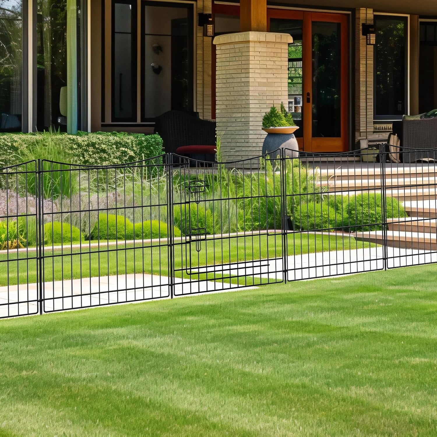 Decorative Garden Fence 12 Panels 26ft(L)×36in(H) Metal Garden Fences ...