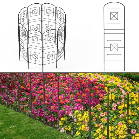 Decorative Garden Fence 15 Pack, 38in(H) x 16ft(L) Rustproof Metal Arched Fencing, Animal Barrier Fence for Yard Dog Rabbits, Wire Section Garden Edging Border for Patio Flower Bed