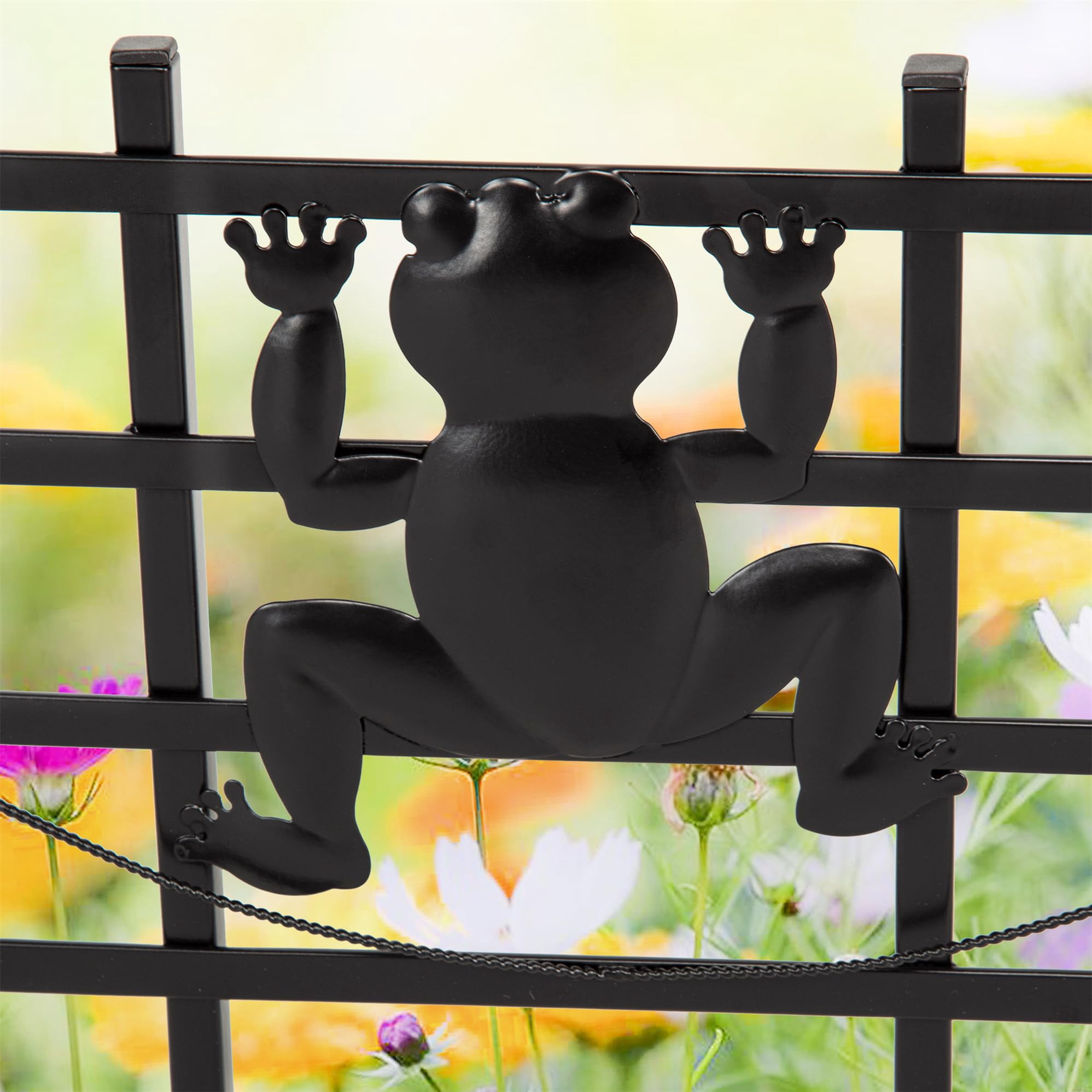 Decorative Garden Fence 15 Pack, 8in(H) X 24ft(L) Animal Barrier Border, Rustproof Metal Dogs Rabbits Fencing Panel for Outdoor Patio Garden Yard, Frog Shape
