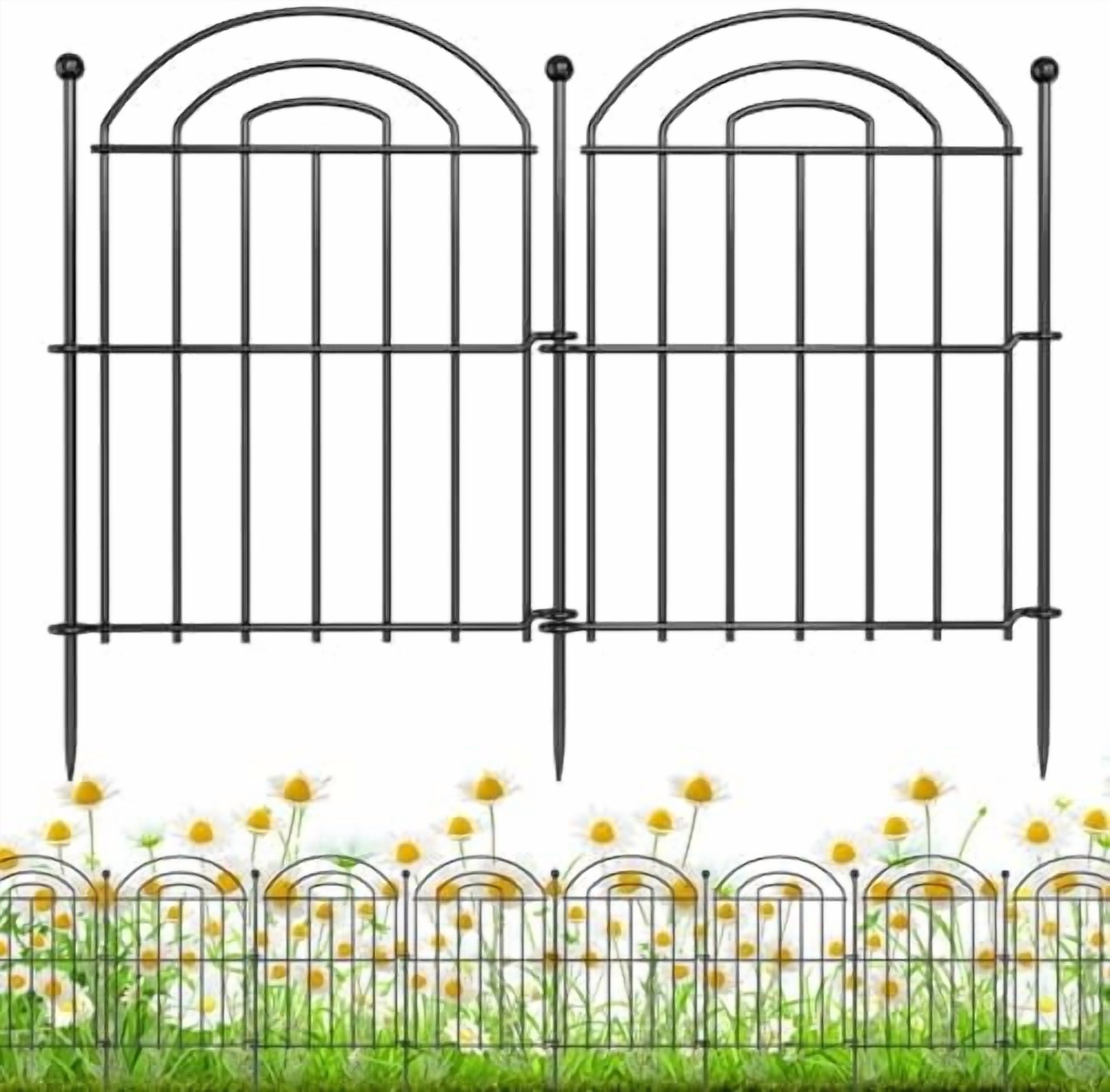 Decorative Garden Fence, 17in(H) x10.8ft Rustproof Metal No Dig Fence