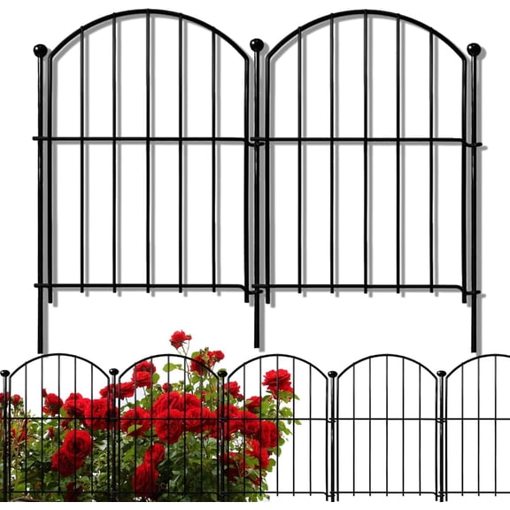 Decorative Garden Fence 17in x10ft, 10 Pack Rustproof Metal No Dig Fence Animal Barrier for Dog, Arched Flower Bed Edging Ornamental Wire Border Panel Fencing for Yard Patio Outdoor Decor