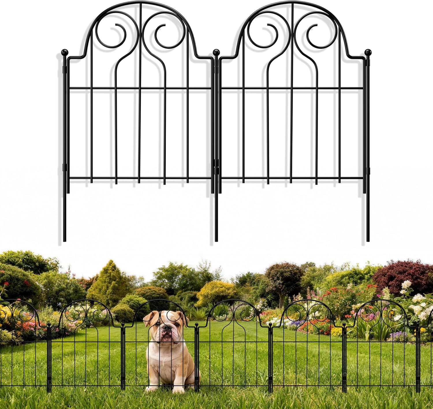 Decorative Garden Fence 17in x20ft, 20 Panels Rustproof Metal No Dig Fence Animal Barrier, Arched Flower Bed Edging Ornamental Wire Border Panel Fencing for Yard Patio Outdoor Decor