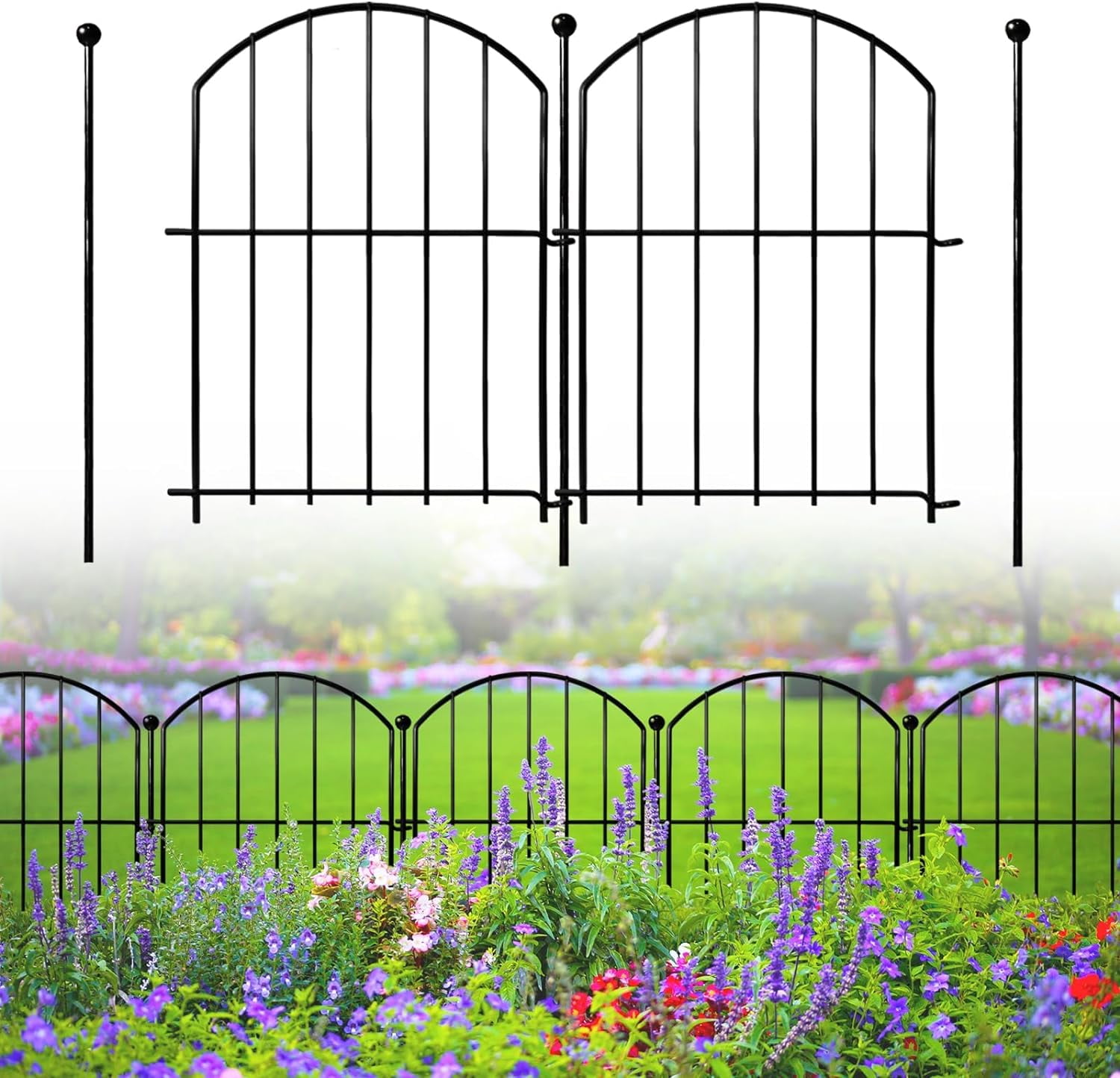 Decorative Garden Fence 21in x18ft, 18 Pack Rustproof Metal No Dig ...