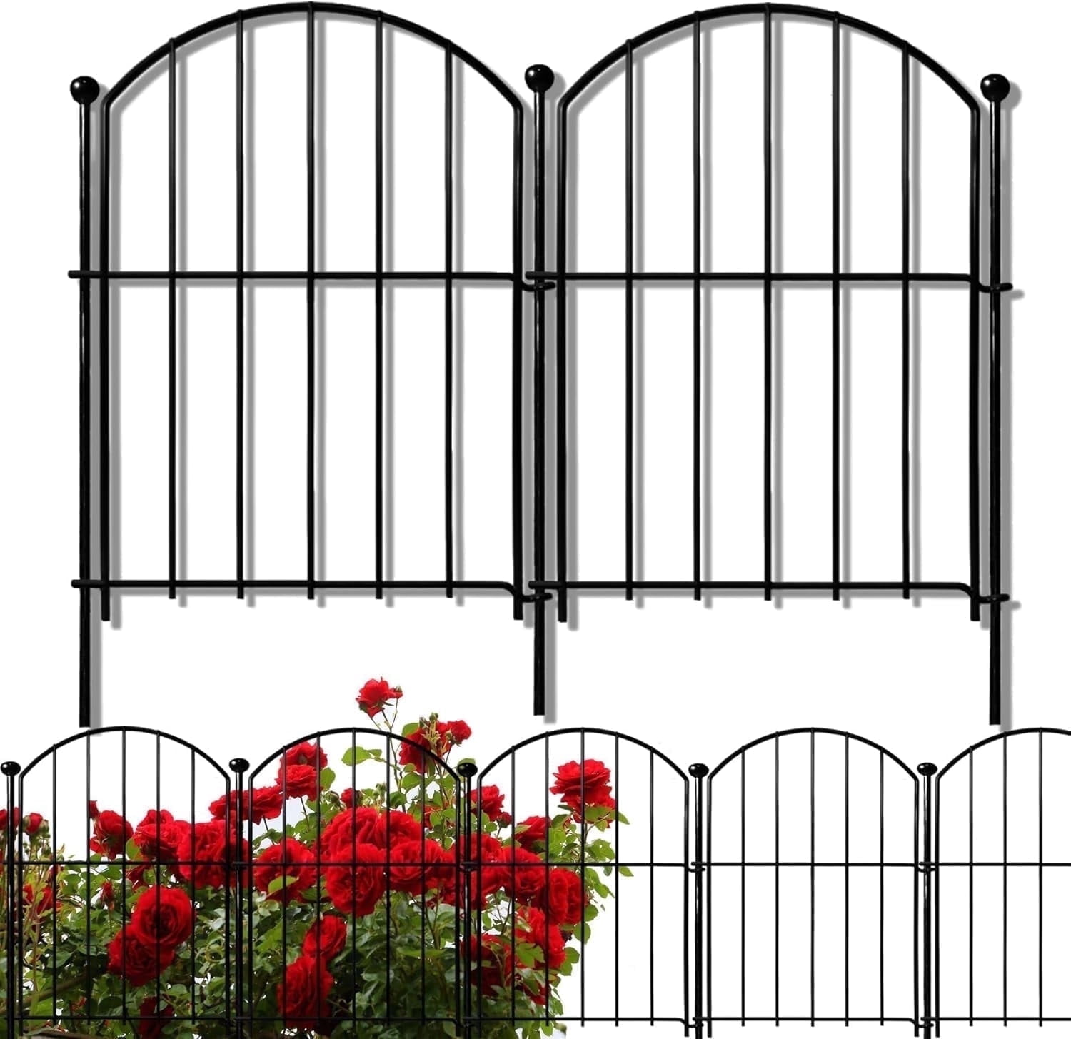 Blingluck Decorative Garden Fence 21in x26ft, 26 Pack Rustproof Metal No Dig Fence for Dog, up to 26 ft Coverage Area