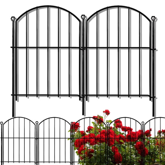 Blingluck Decorative Garden Fence 17in x26ft, 26 Pack Rustproof Metal No Dig Fence for Dog, up to 26 ft Coverage Area