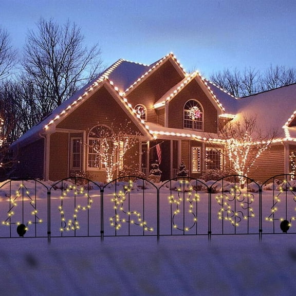 Decorative Garden Fence, 22" (H) x 23FT (L) Christmas Pattern Solar Lighting