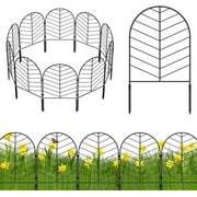 Decorative Garden Fence 22" Rustproof Metal Wire No Dig Fence for Dogs, 10 Panels, Black