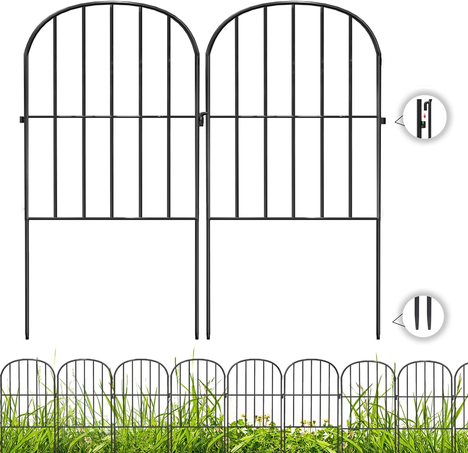 Decorative Garden Fence 24 Pack,24 Ft (L) X 24 in (H) Black Mesh Rustproof Metal Fence, Animal Barrier Fence for Small Dog, Border Folding Patio Fences,Outdoor Flower Bed Landscape Decor