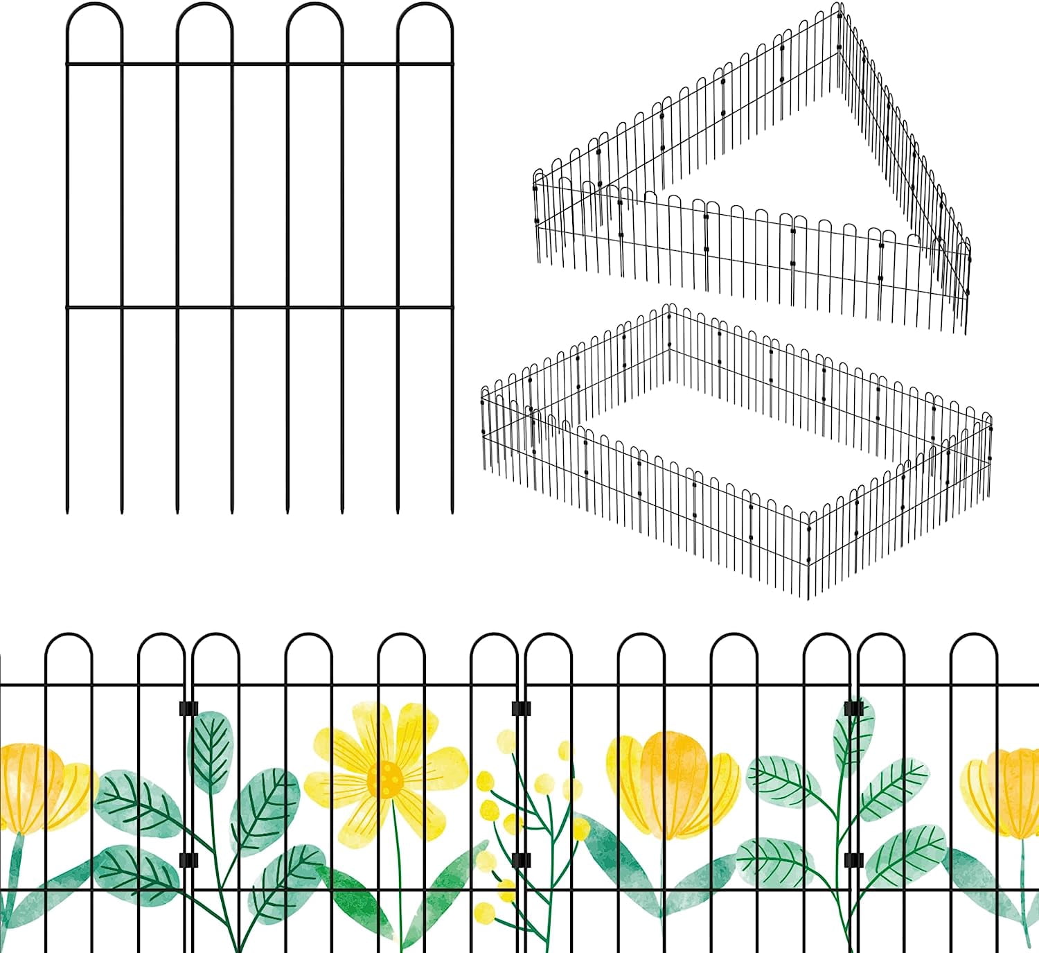 Decorative Garden Fence, 25-Pack No Dig Animal Barrier Border Fencing