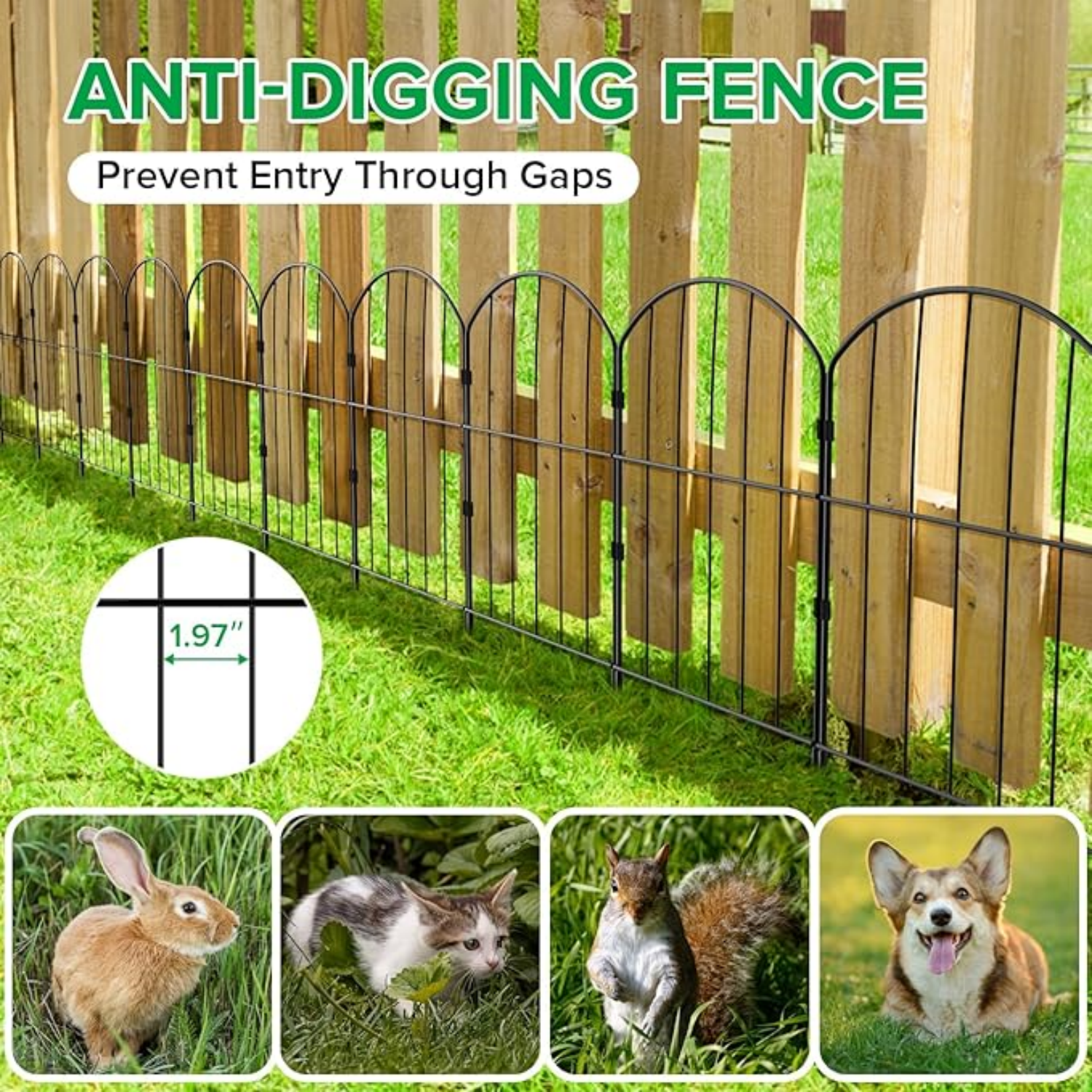 Decorative Garden Fence 25 Panels, Total 26ft (L) x 24in (H) Metal Wire Fencing Border Animal Barrier, Flower Edging for Landscape Patio Yard Outdoor Decor, Arched