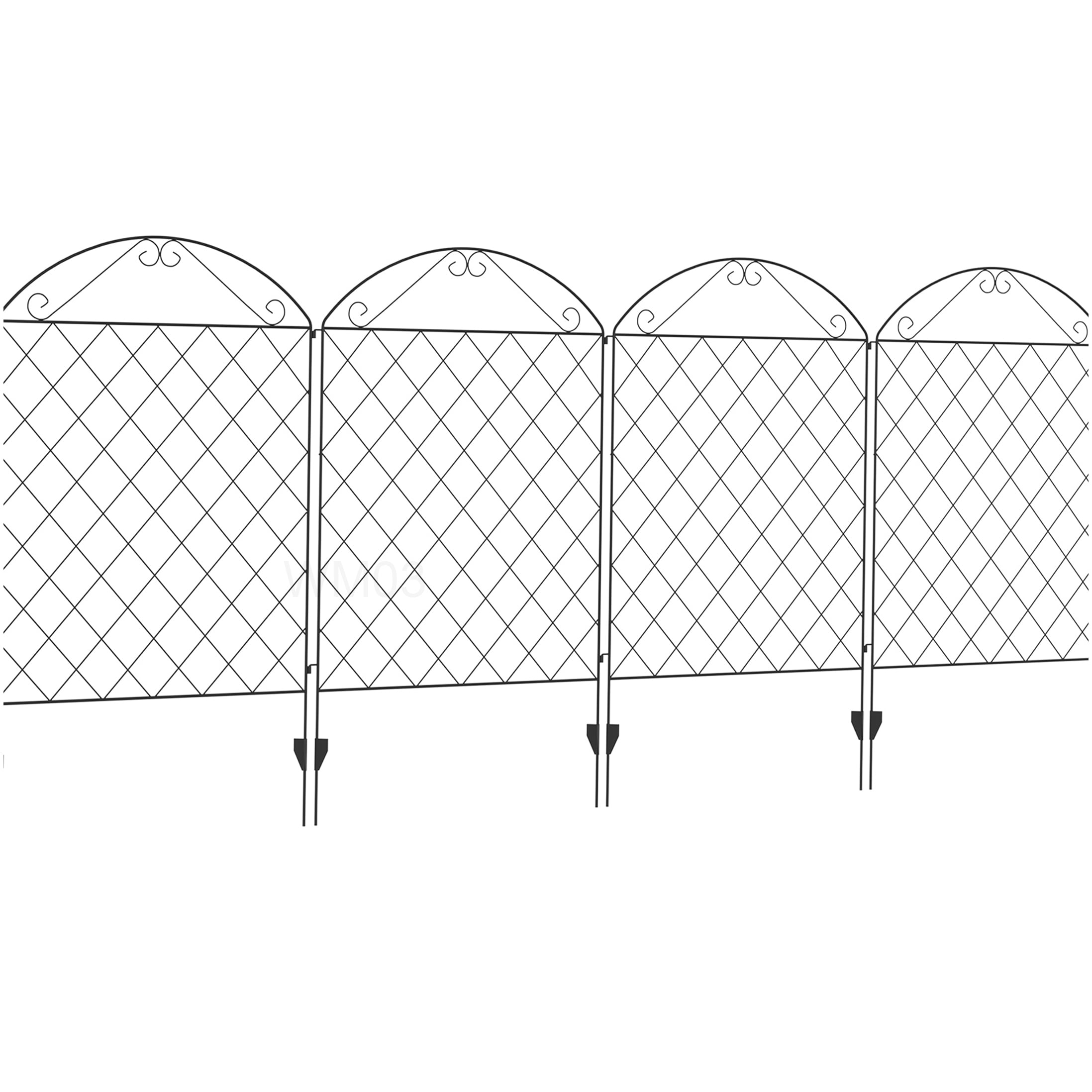 Decorative Garden Fence 4-Pack Steel Panels, Black Outdoor Edging with Curved Design for Landscape Yard Border Protection