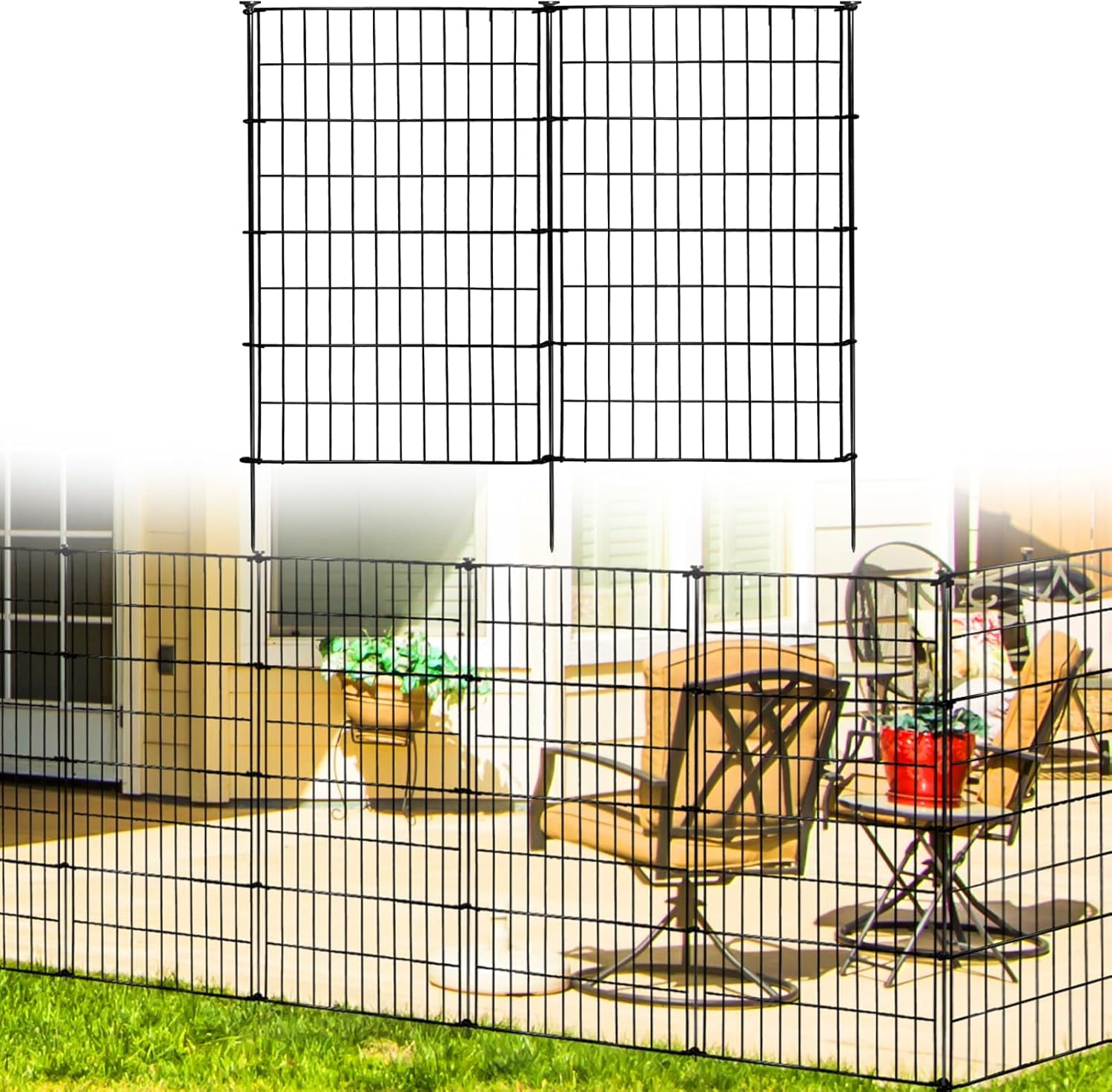 Decorative Garden Fence 5 Panels 40in (H) x 11.5ft (L) No dig Animal