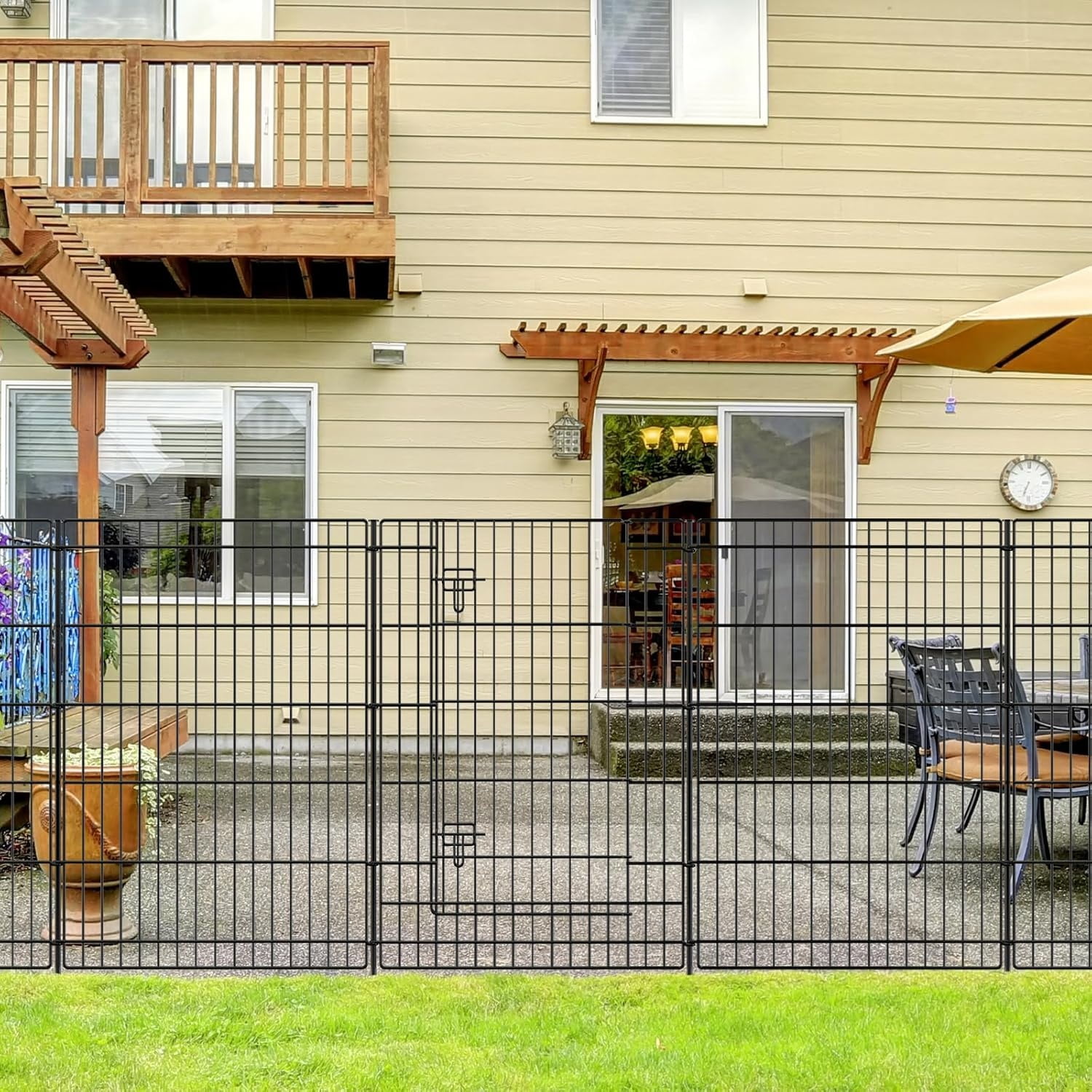 Decorative Garden Fence 6 Panels 13ft (L)×36in (H) Metal Garden Fences with 5 Panels + 1 Gate, Animal Barrier Rabbit Fence Rustproof Wire Temporary Dog Fencing Outdoor for Yard Lawn Patio