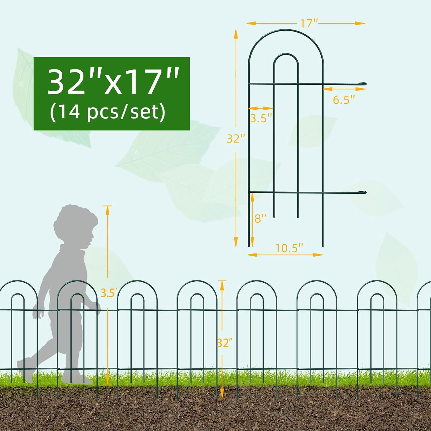 Decorative Garden Fence Border 32in X 20ft Green No  Temporary Iron Wire  Fencing for Yard