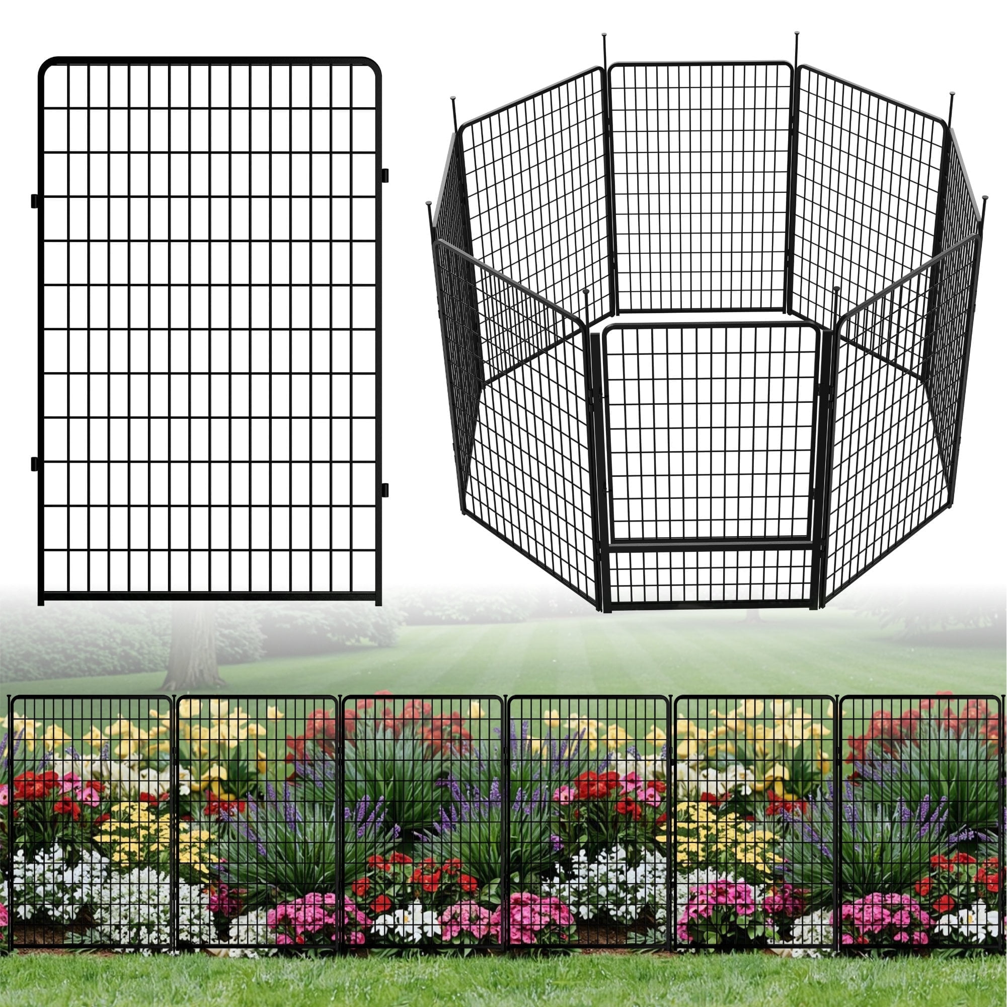 SunsGrove Decorative Garden Fence with Gate 50 in(H) x 20.5 ft(L) 8