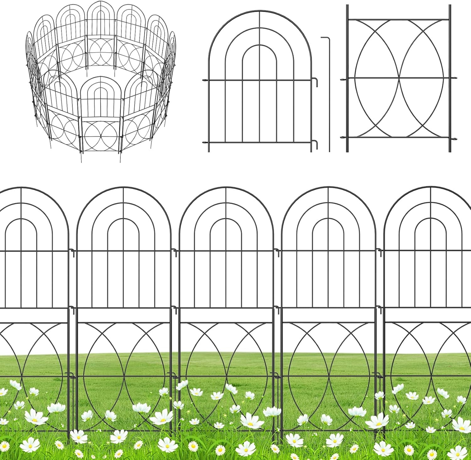 Decorative Garden Fence, No Dig Rustproof Metal Wire Fencing Border Animal Barrier, Flower Edging for Landscape Patio Yard Outdoor Decor