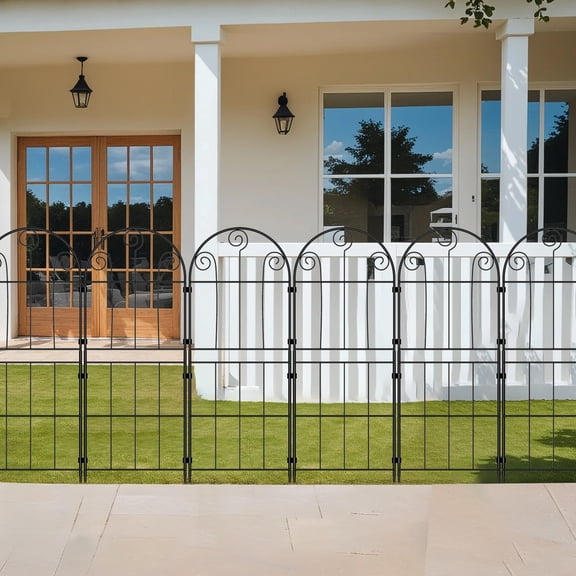 Decorative Garden Fence Panel 10Pack, 10ft (L) 38in (H) Rustproof Metal Fencing, NoDig Border Fence for Dog & Rabbit Barrier, Flower Edging for Yard, Patio, Landscape Arched Design