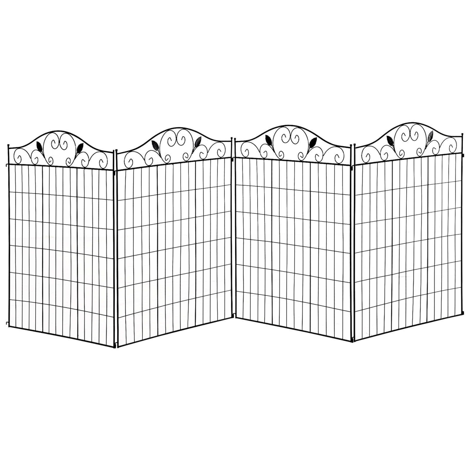 Decorative Garden Fence Panel 4 Pack, 44 x 36 Inch Steel Border Folding Fence for Yard Landscaping, Pet Safe Outdoor Barrier for Flower Beds and Pathways