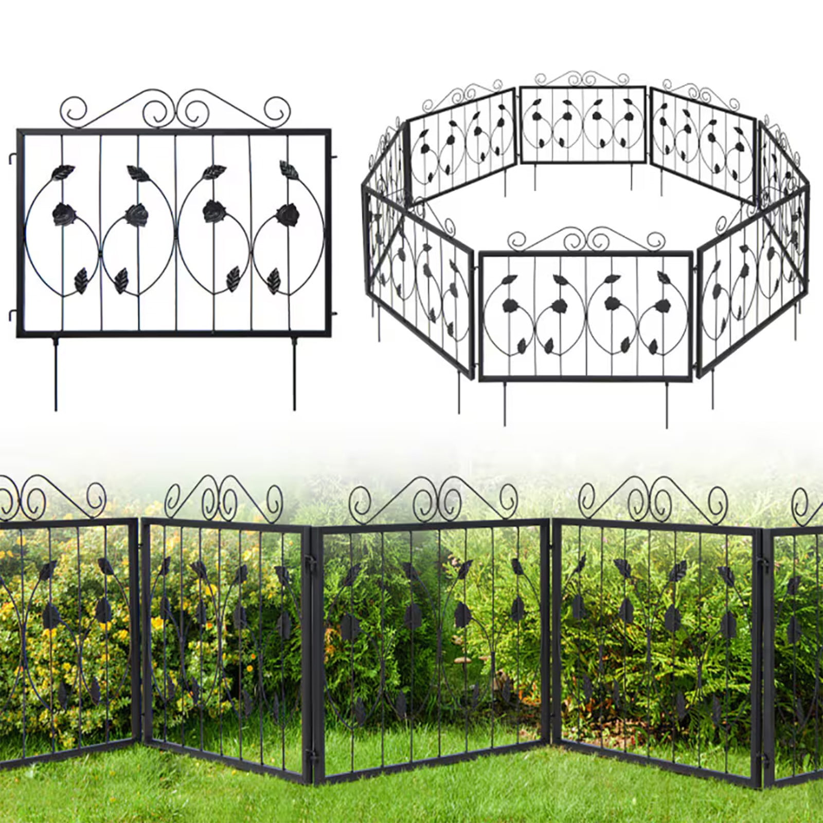 Decorative Garden Fence With 8 Panels Animals Barrier