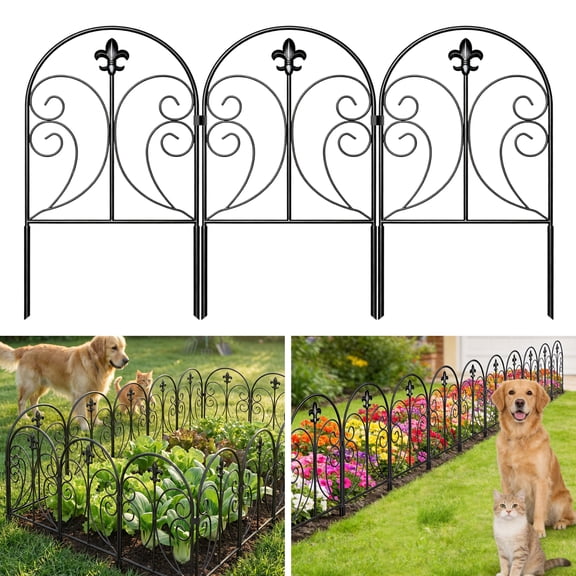 Garden Fence 8 Panels, 24in (H) X 11ft (L) Decorative Garden Fencing for Yard, KIMHY Rustproof Metal No Dig Fence Border Animal Barrier for Dog Pet