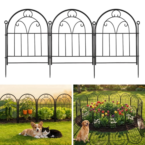 Garden Fence 10 Panels, 24in (H) X 11ft (L) Decorative Garden Fencing for Yard, KIMHY Rustproof Metal No Dig Fence Border Animal Barrier for Dog Pet