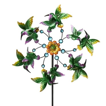 Decorative Garden Hummingbird Wind Spinner Stake - Dynamic Outdoor Accent