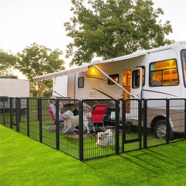 Decorative Garden Metal Fence, Premium Dog Playpen Large Crate Fence  Panels, Foldable Pet Fence Animal Barrier for Yard 