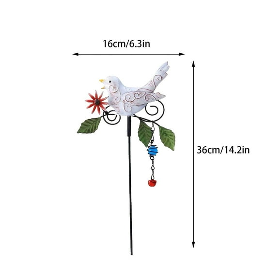 Decorative Garden Stakes - Metal Flowers for Outside & Metal Yard Art Outdoor and Garden, Rust-Resistant Shaking-Head Bird Lawn Ornaments for Patio - Gift for Gardeners