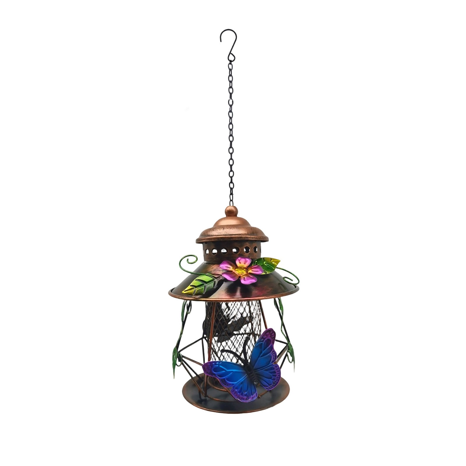 Decorative Gazebo-Style Hanging Bird Feeder, Wild Bird Feeder with Metal Roof, Weather-Resistant Feeder for Outdoor Garden, Yard & Patio