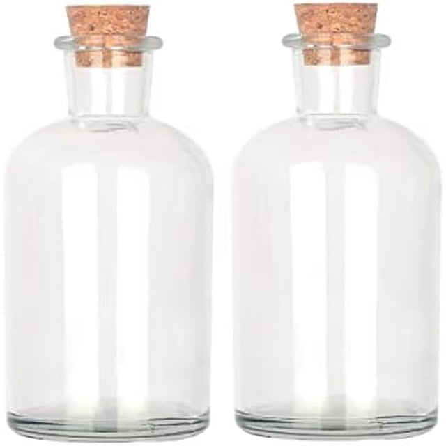 Decorative Glass Bottles with Cork Stoppers (8.5 fl oz. Round Bottles ...