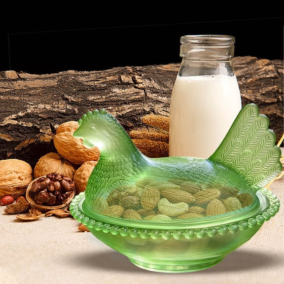 Decorative Glass Candy Jar, Chicken Shaped Clear Glass Candy Bowl With Sealed Lid, Cute Rural Style Nest Candy Serving Dish, Home Accent for Kitchen Pantry Living Room and Vanity