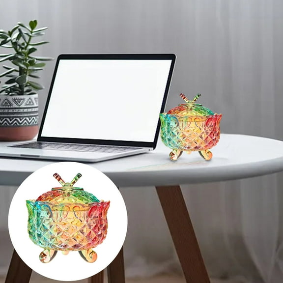 Decorative Glass Candy Jar with Design Storage Canister for Serving Chocolate Dessert Jewelry and