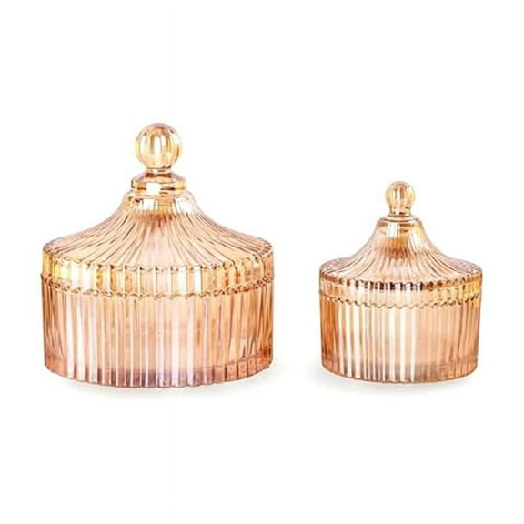 Decorative Glass Jars with Lid Crystal Storage Bowl Qtip Holder Vanity Canister Jar Bathroom Organizer