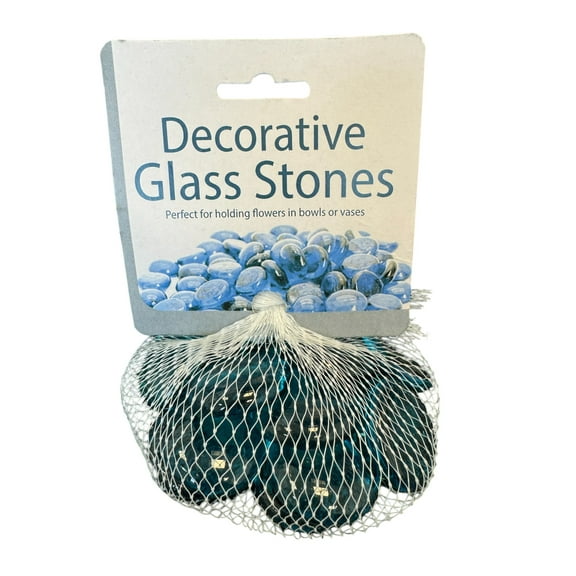 Decorative Glass Stones – Gem-Style Rocks with Mirror Finish for Planters, Centerpieces, Flower Beds and more – Transparent Teal, Roughly 15 stones in a bag – Packaged in Hanging Net Bag, Teal