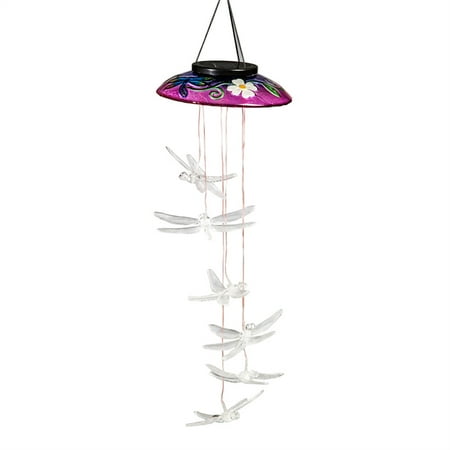 Decorative Glass Topper Solar Mobile red