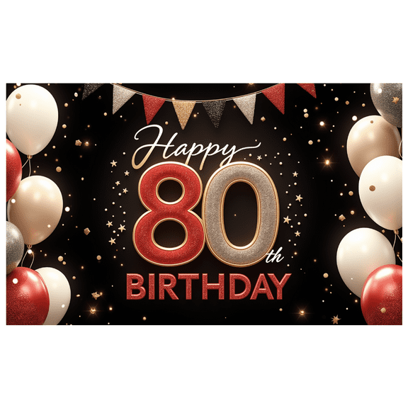 Decorative Glitter 80th Celebration Banner for Milestone Anniversary Indoor Party
