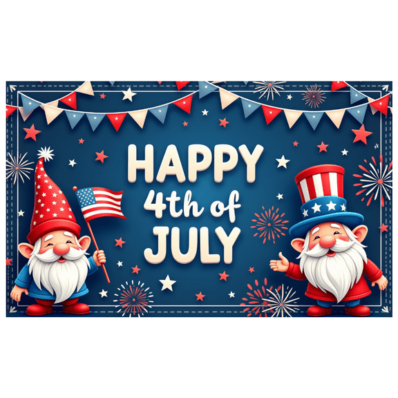 Decorative Gnomes Independence Day Banner Patriotic July 4th Theme Celebration for Outdoor Party Holiday Event