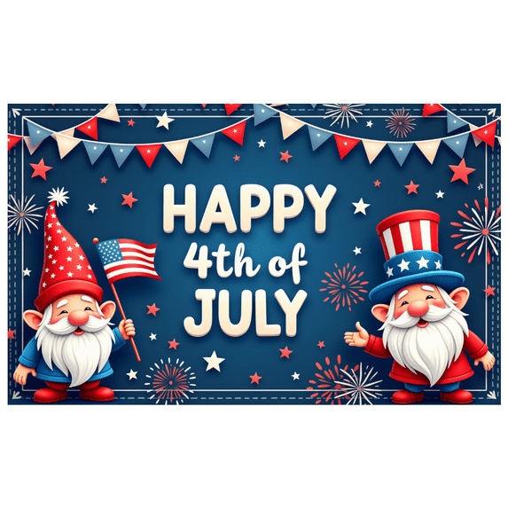 Decorative Gnomes Independence Day Banner Patriotic July 4th Theme Celebration for Outdoor Party Holiday Event