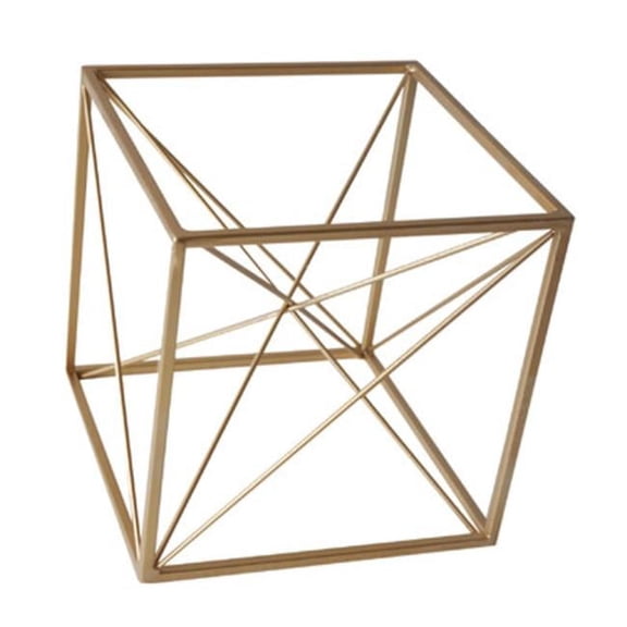 Decorative Golden Cube with Abstract Center Design, Large